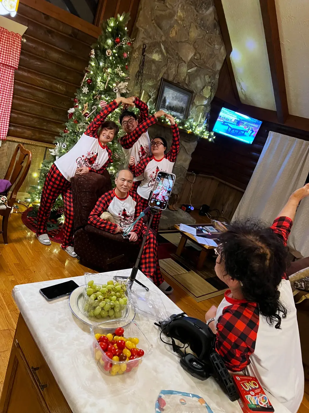 Christmas dinner table inside the mountain
