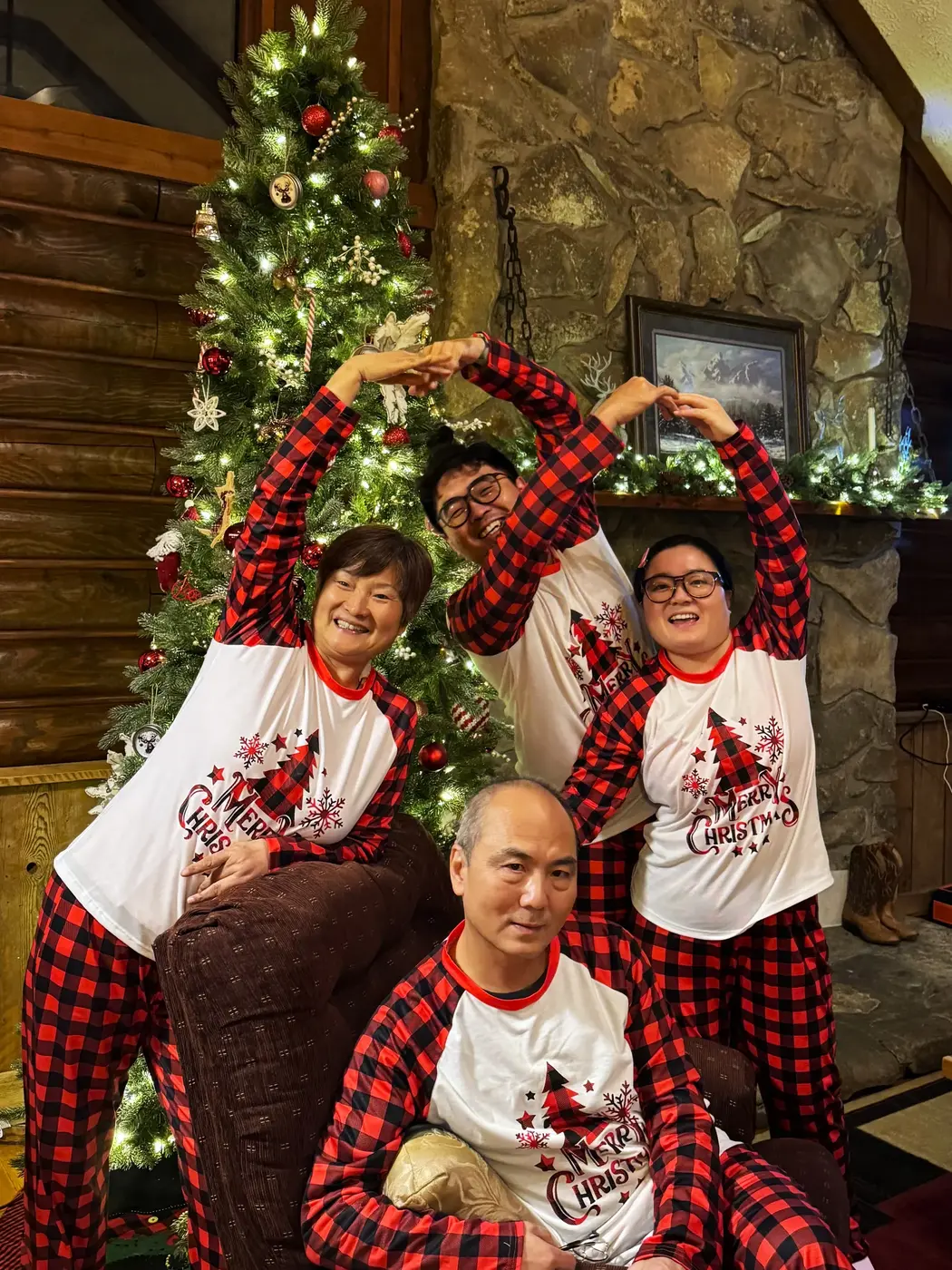 Matching pajama family Christmas photo