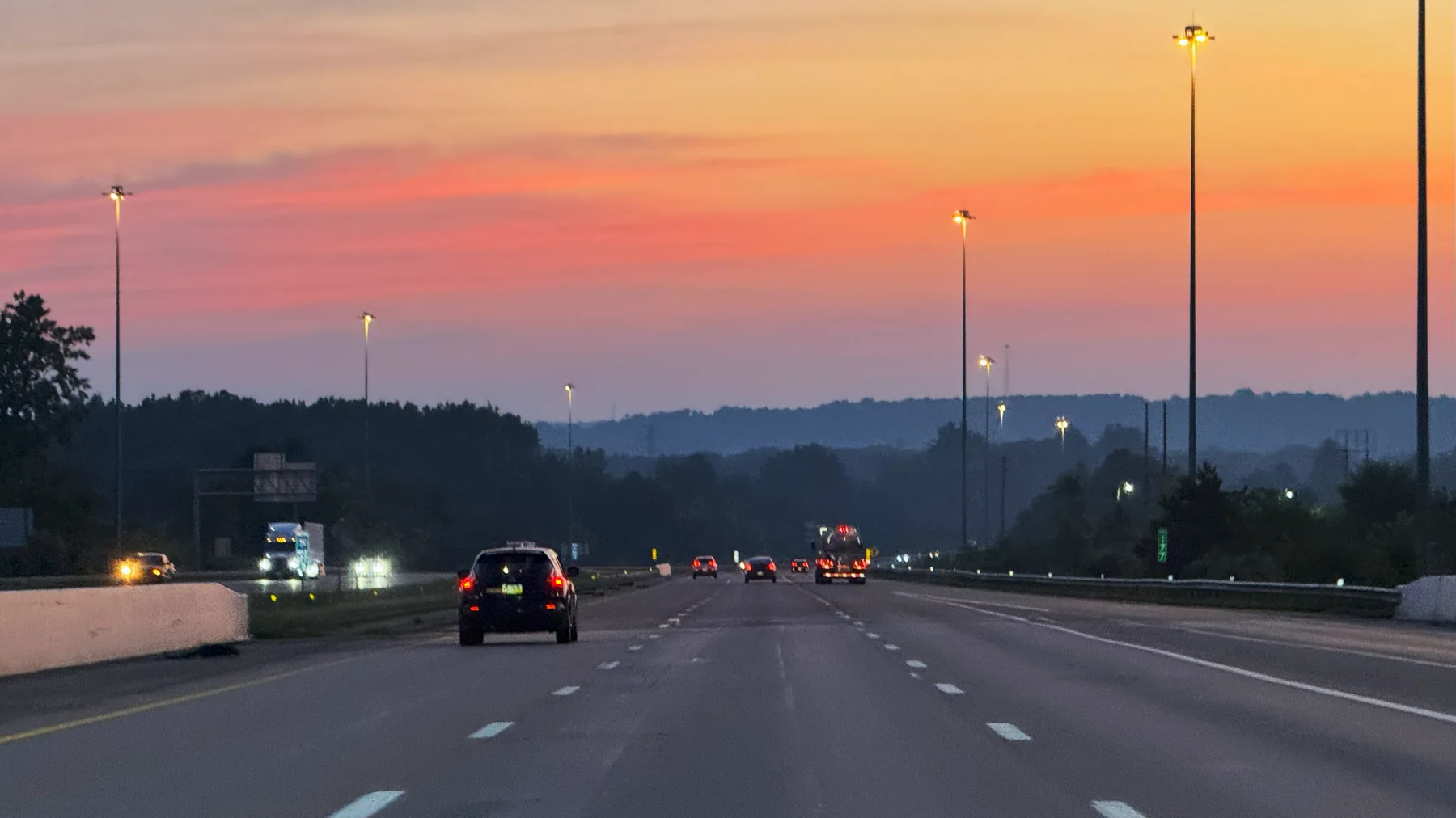 Orange sunset on the road east