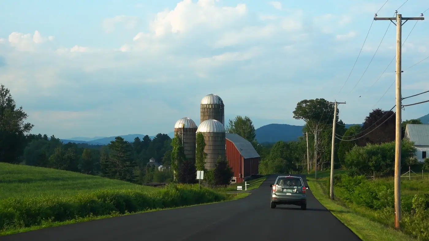 Silos and fields in the Green Mountains