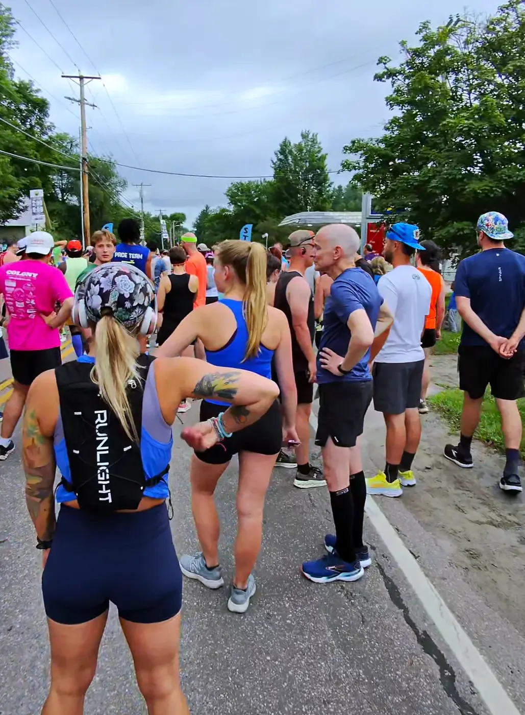 Crowd gathering at the Mad Marathon start