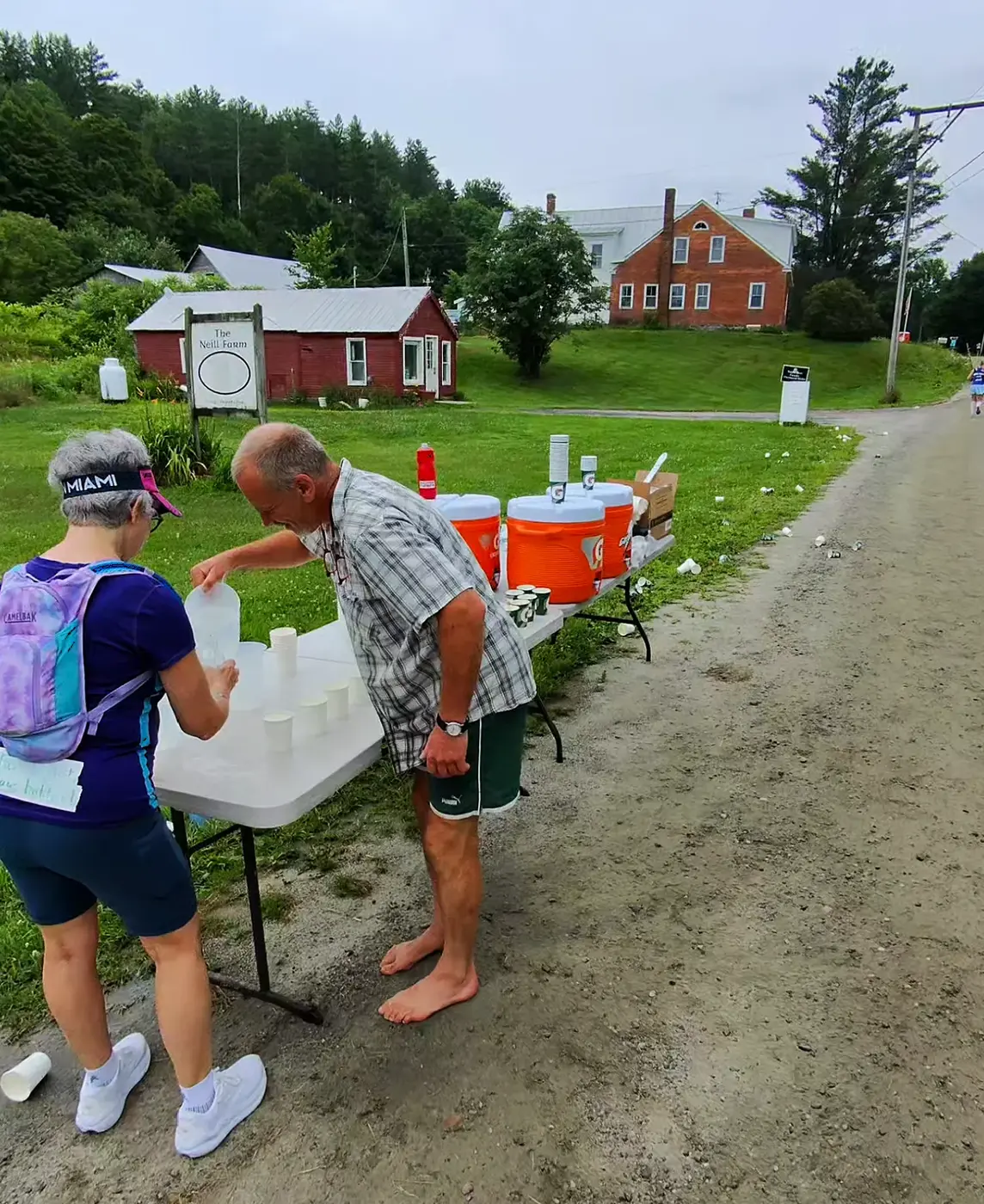 Aid table on a farm road