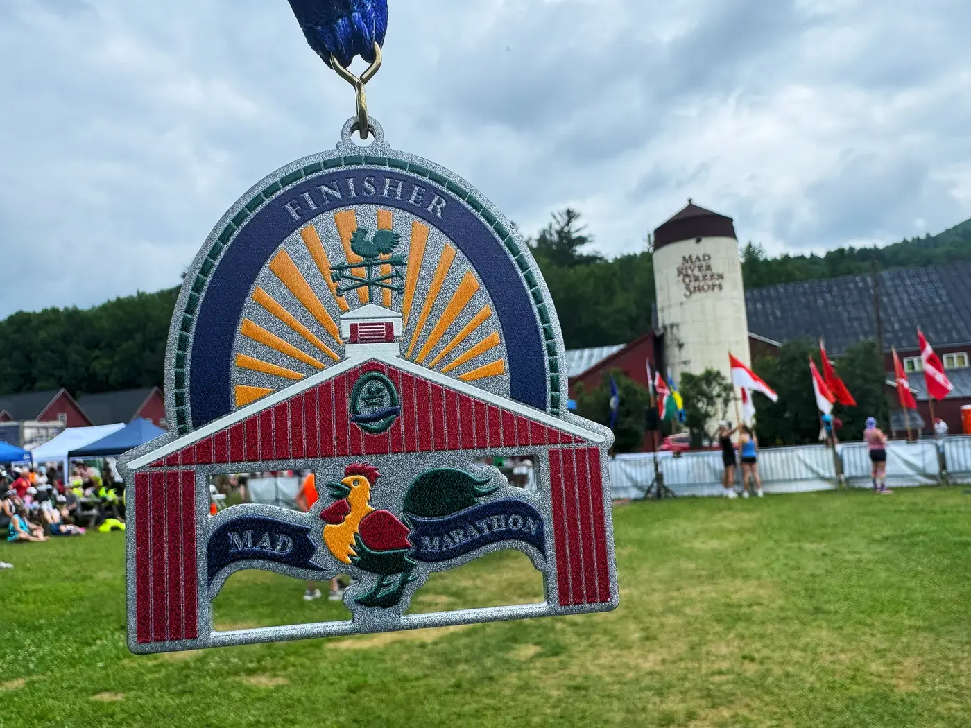 Mad Marathon finish display on the lawn