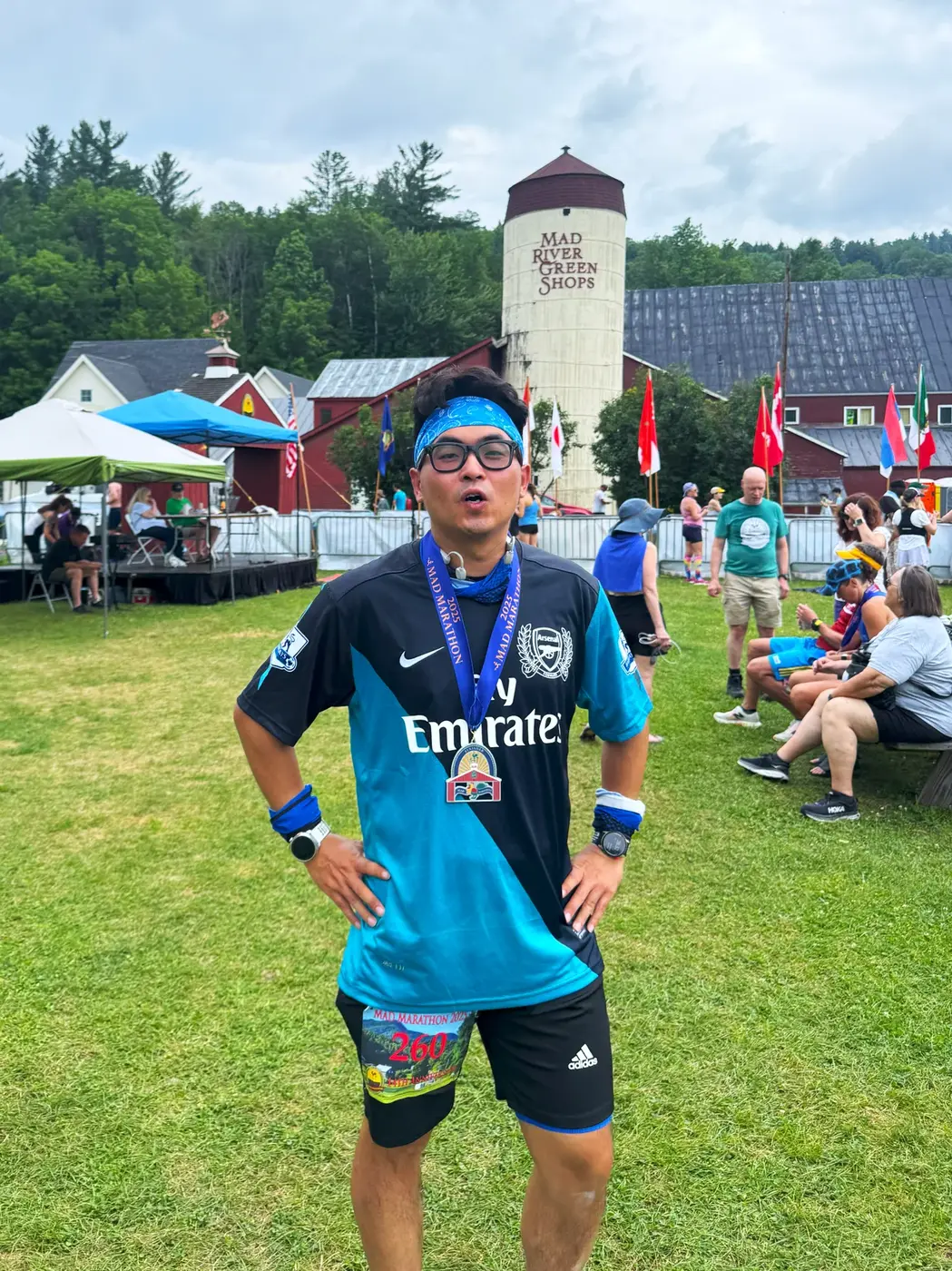 Medal pose near the finish festival