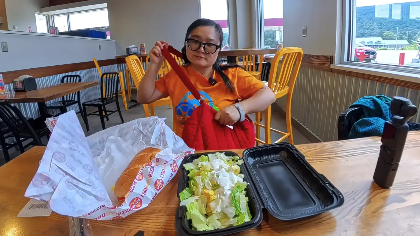 Post-race lunch at a small restaurant
