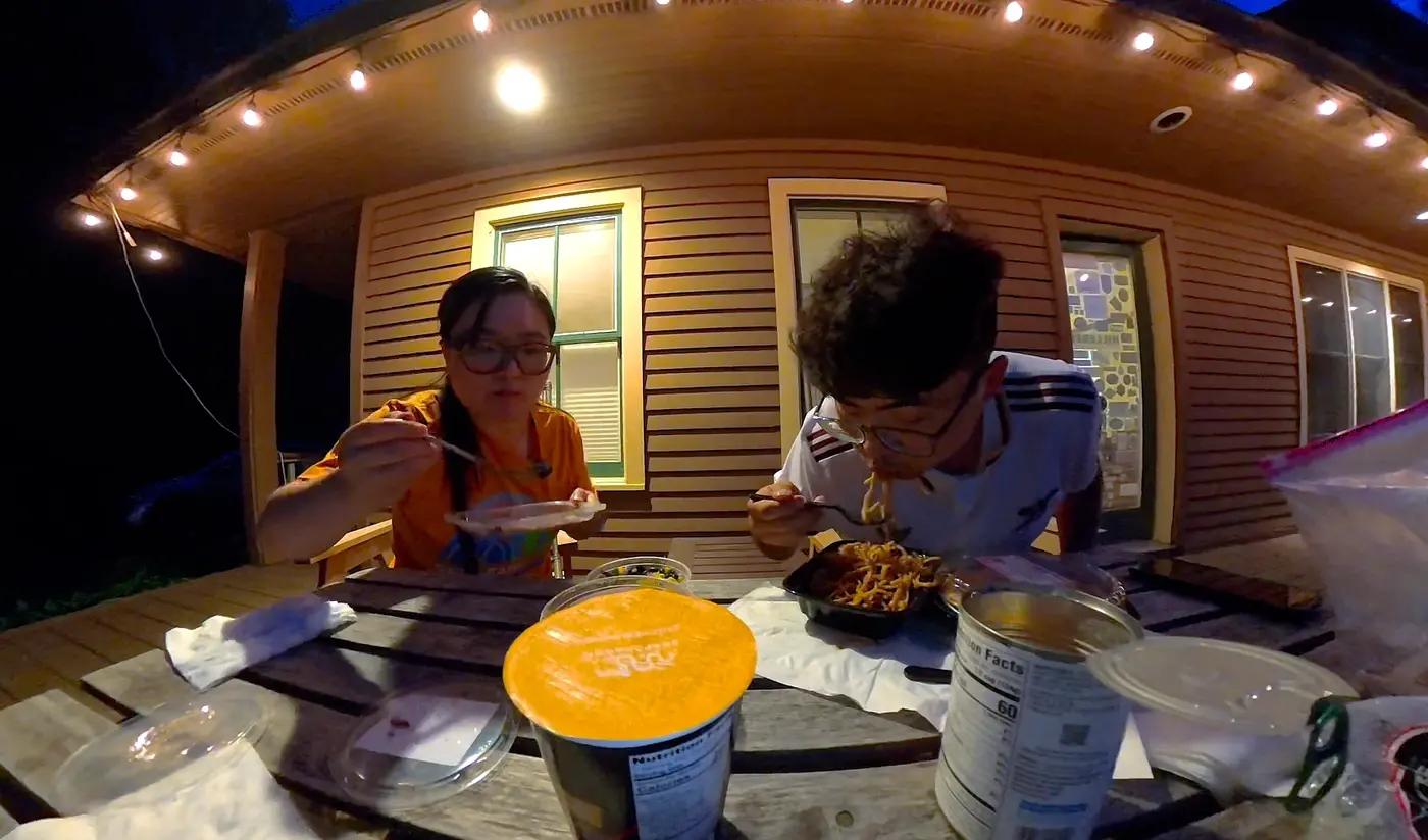 Late dinner outside the lodging