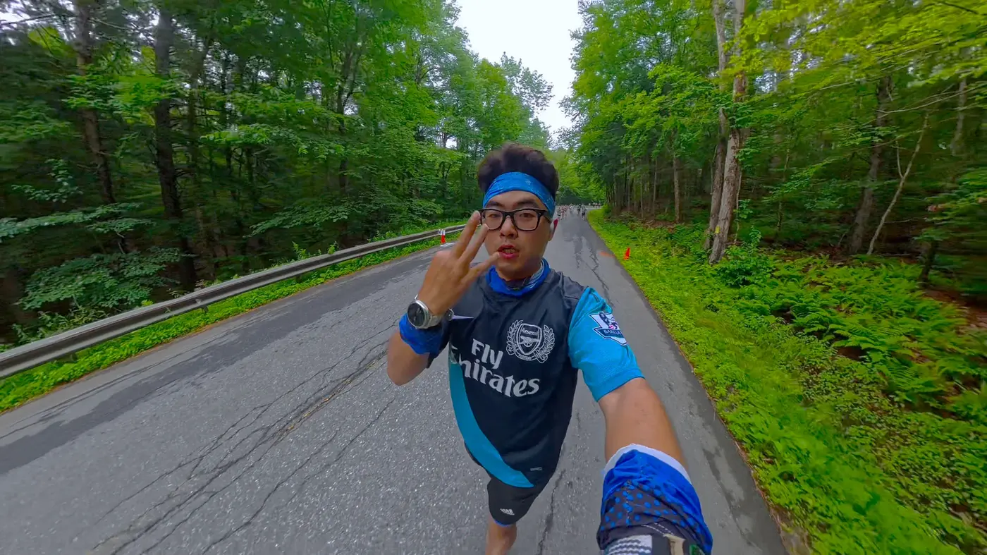 Peace sign on the wooded climb
