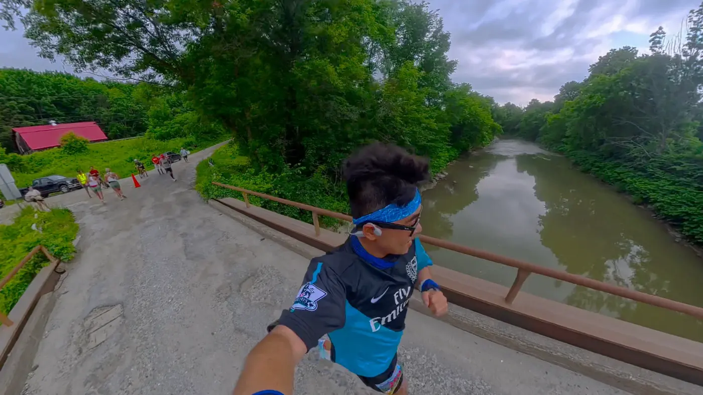 Bridge selfie over the Mad River