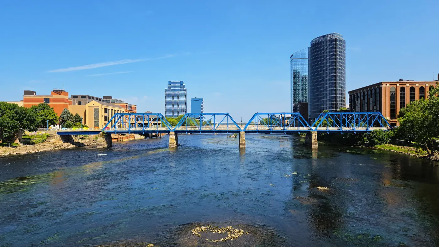 Grand River and Blue Bridge
