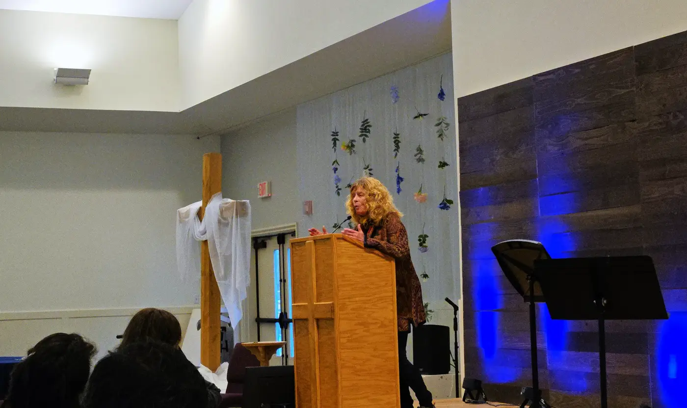 Kathrine Switzer at the podium
