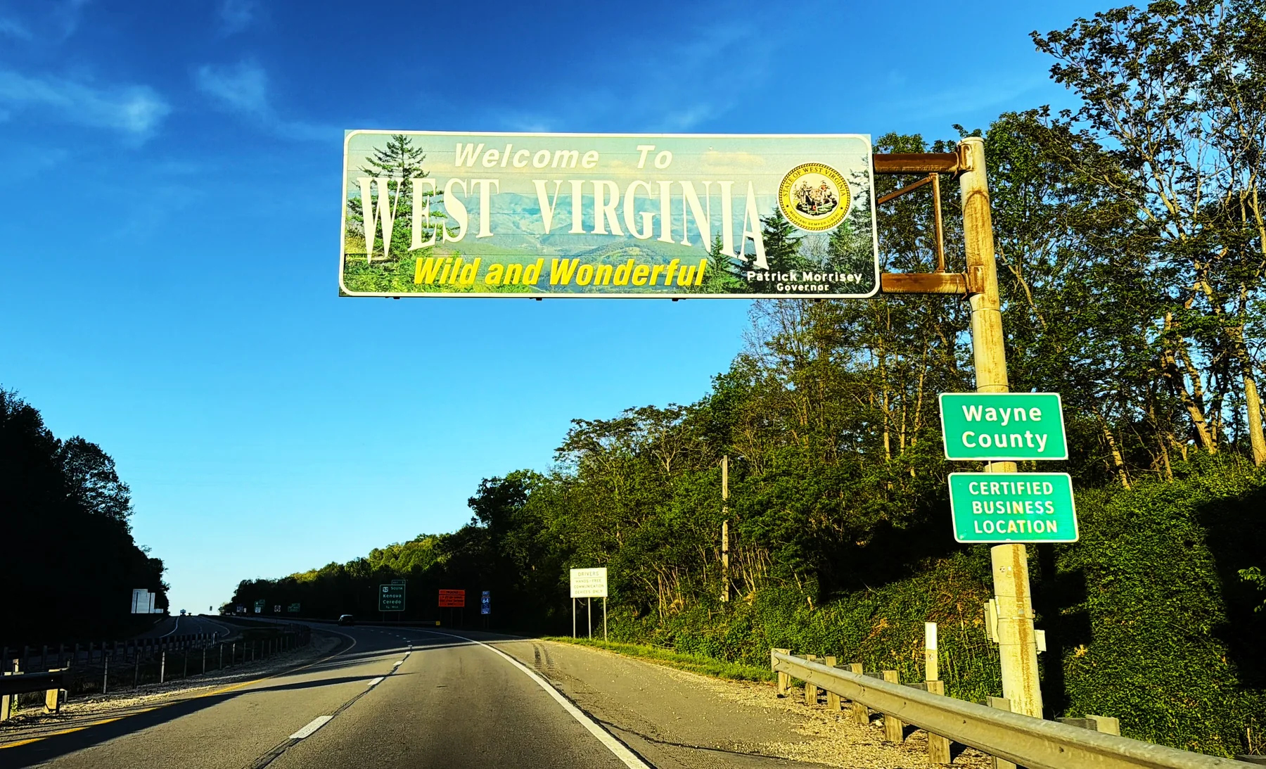Highway entering West Virginia