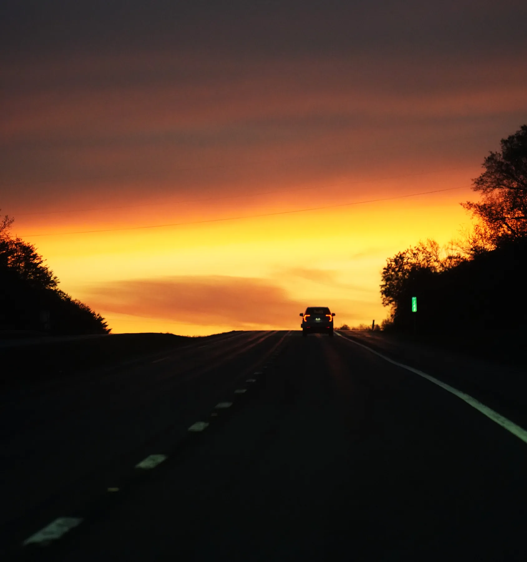 Sunset on the highway