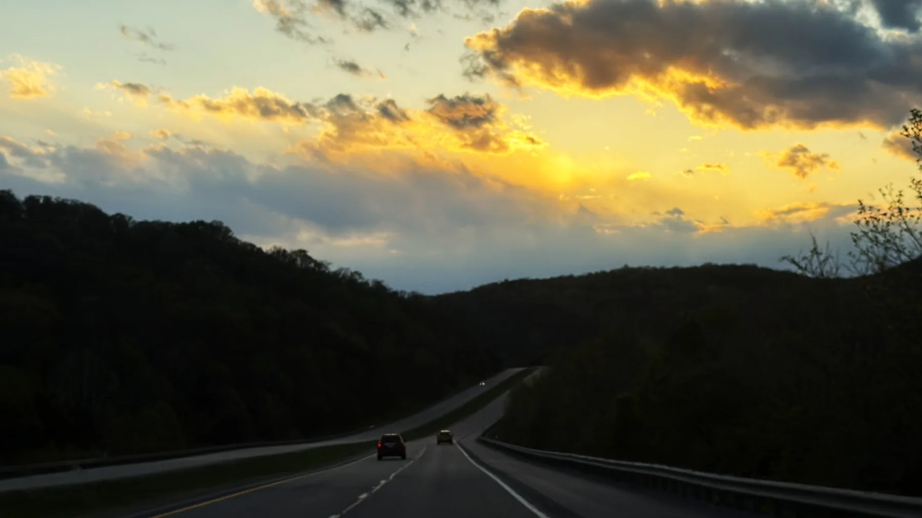 Sunset on the return highway