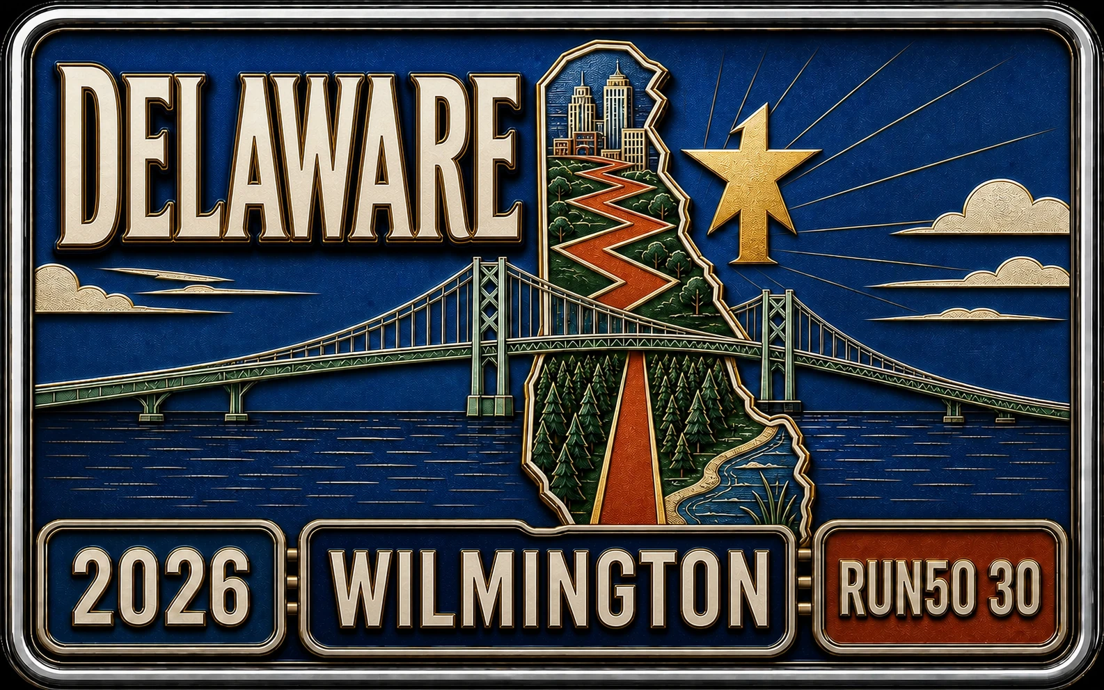 Delaware Marathon Festival Wilmington English embossed cover