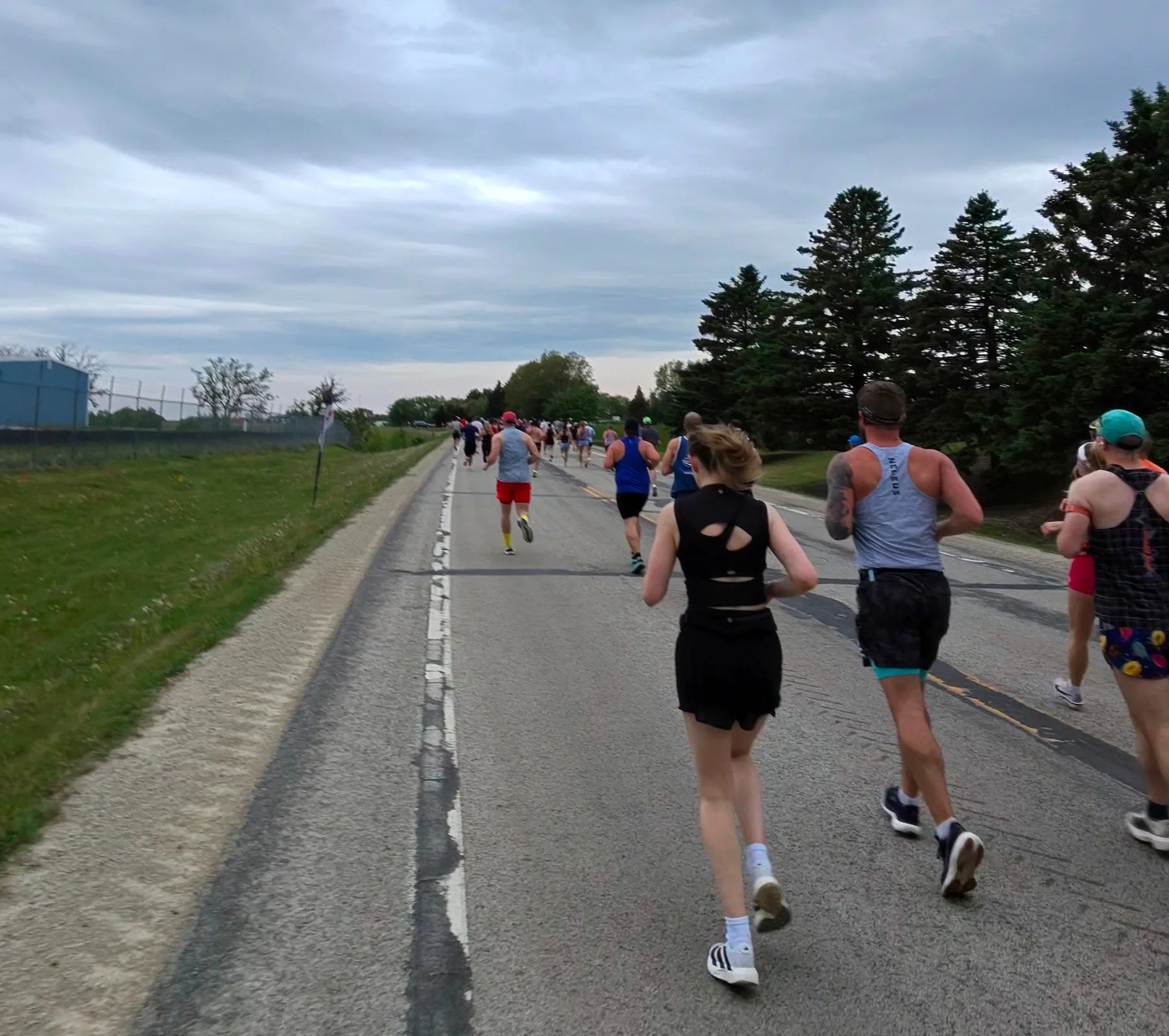 Runners on a rural road