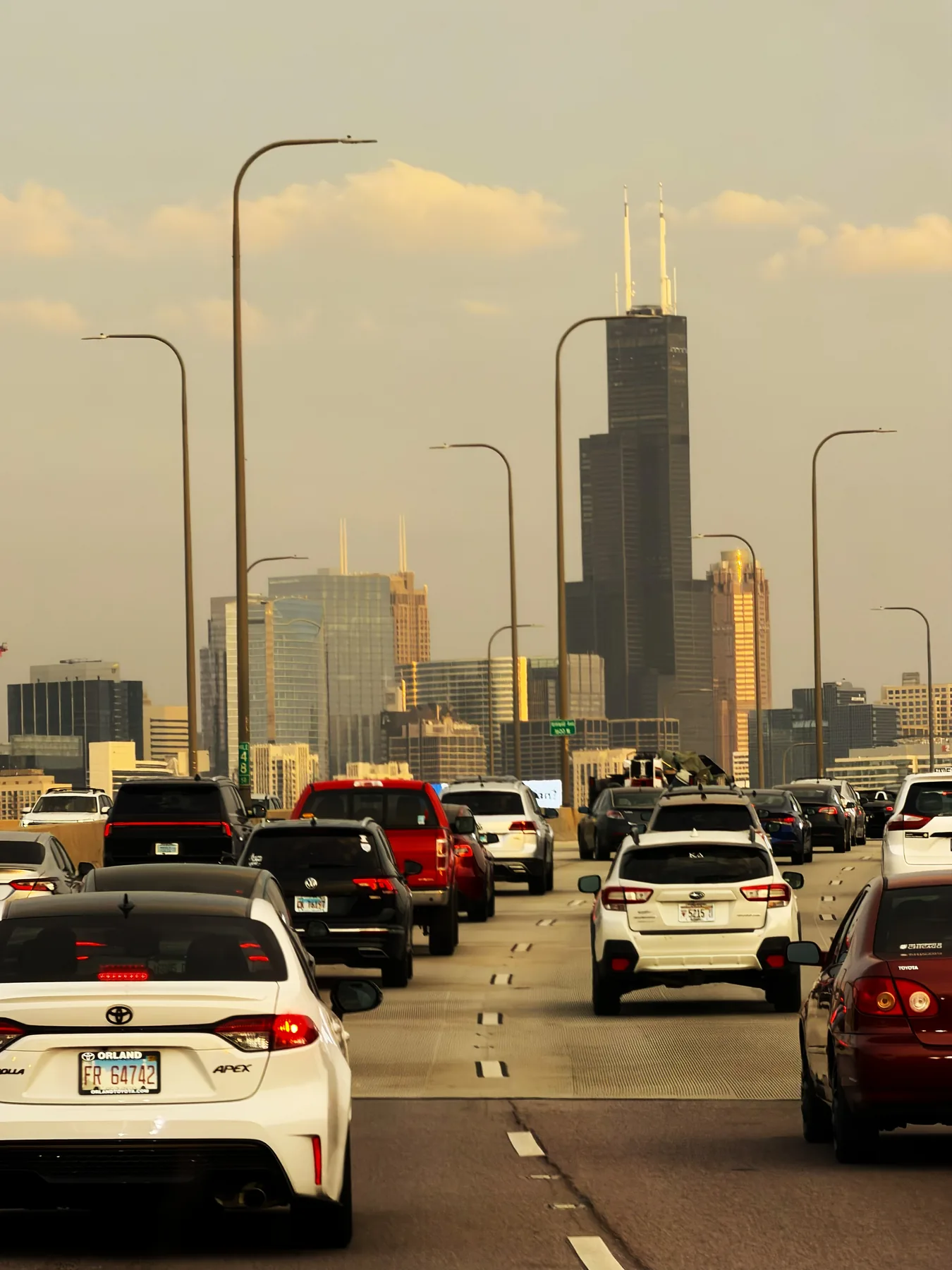 Night highway in Chicago