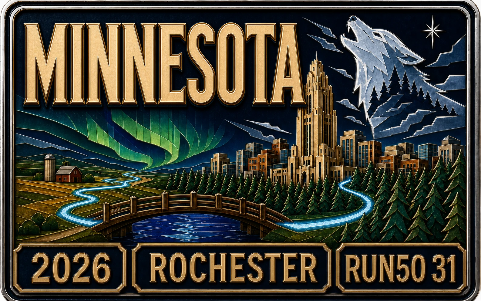 Minnesota Med City Marathon Rochester English embossed cover