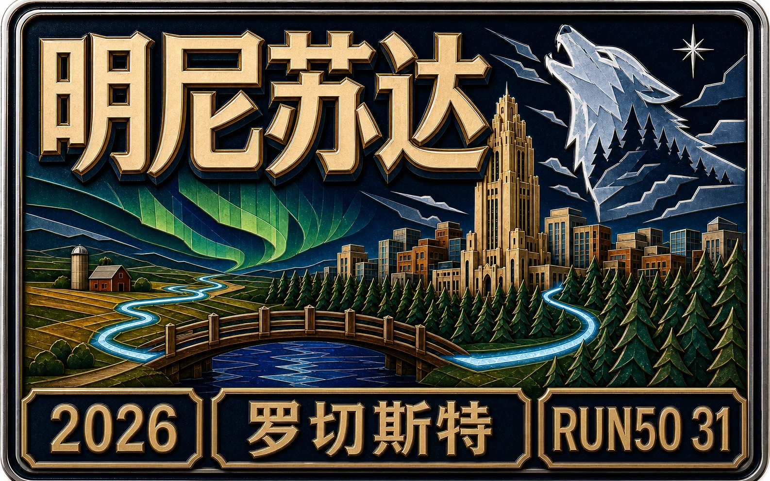 Run50 第31州｜明尼苏达·罗切斯特北境医疗之城珐琅封面